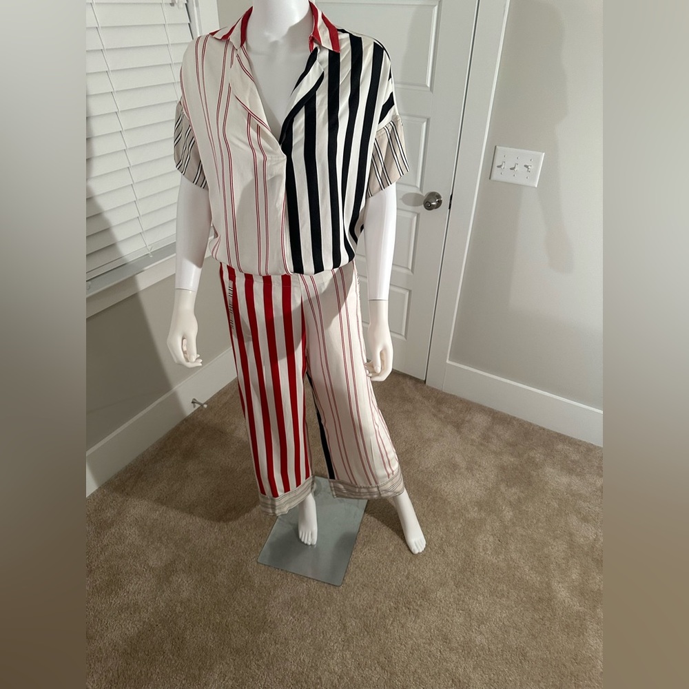 Vilagallo Striped Monica Shirt (size 38) and Pants (size 42), NWOT